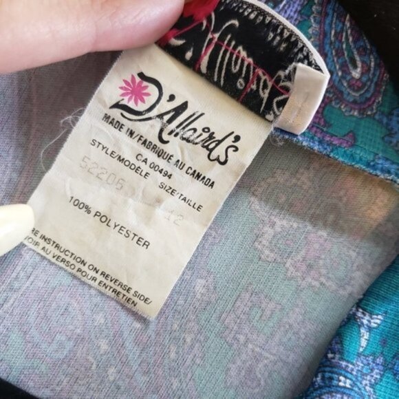 Vintage 70s 80s Secretary Office Midi Dress Blue Paisley Career Boho MCM… - Picture 9 of 13